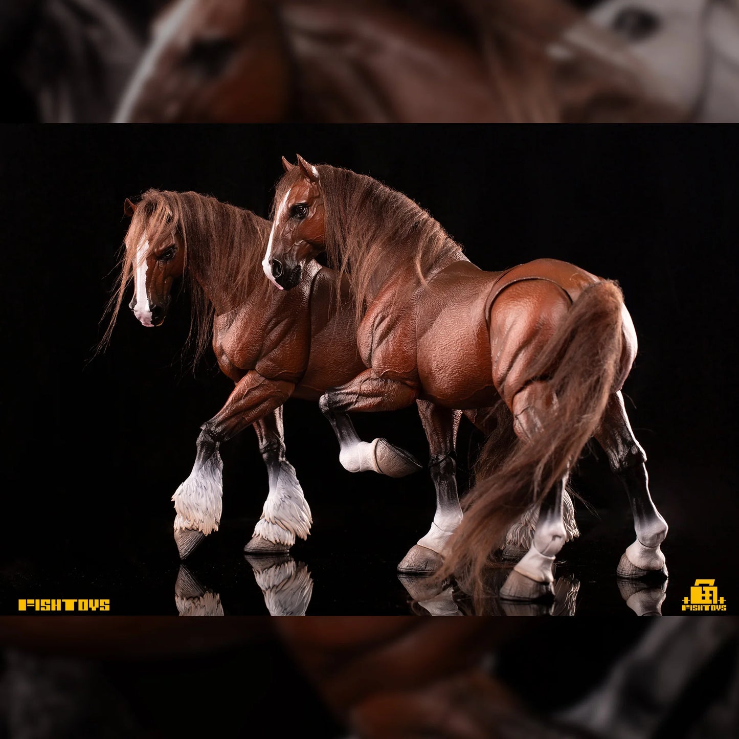Fish Toys D20 1/12 Horse Mount Black/White/Brown For 1/12 7in figures (In Stock)