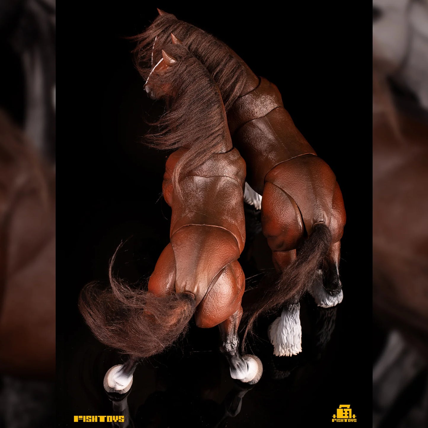 Fish Toys D20 1/12 Horse Mount Black/White/Brown For 1/12 7in figures (In Stock)