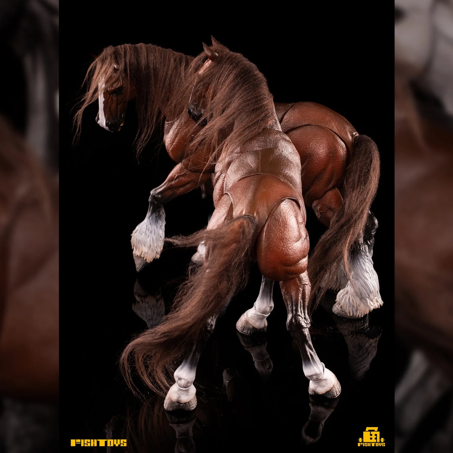 Fish Toys D20 1/12 Horse Mount Black/White/Brown For 1/12 7in figures (In Stock)
