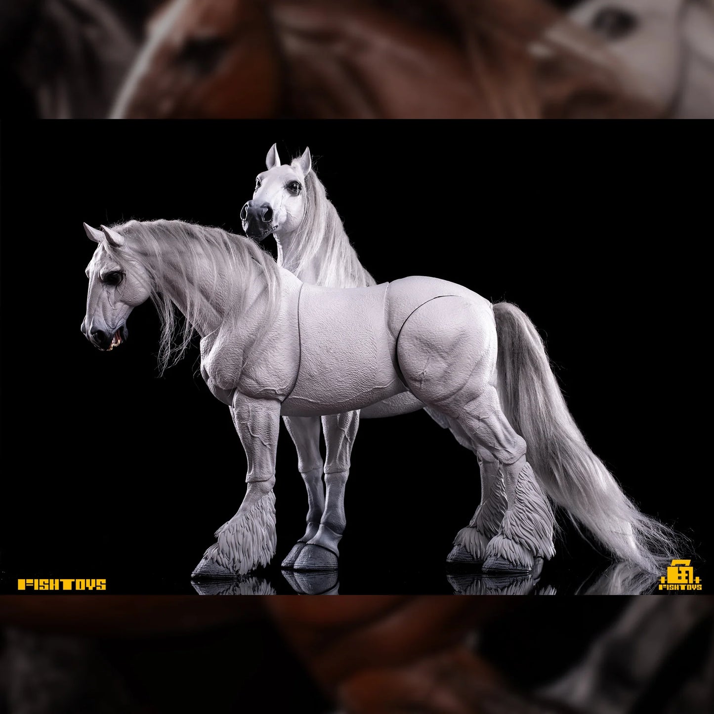 Fish Toys D20 1/12 Horse Mount Black/White/Brown For 1/12 7in figures (In Stock)