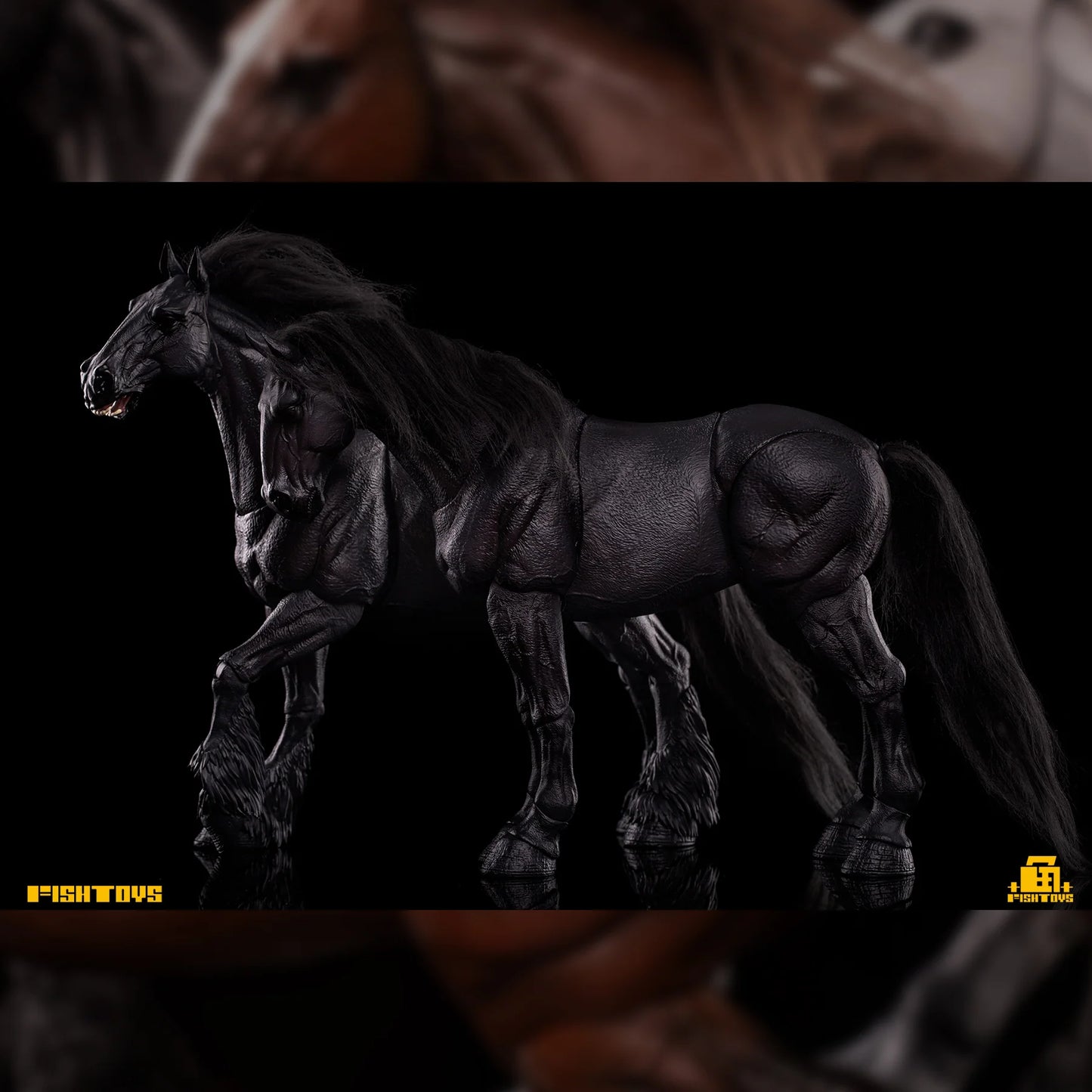 Fish Toys D20 1/12 Horse Mount Black/White/Brown For 1/12 7in figures (In Stock)