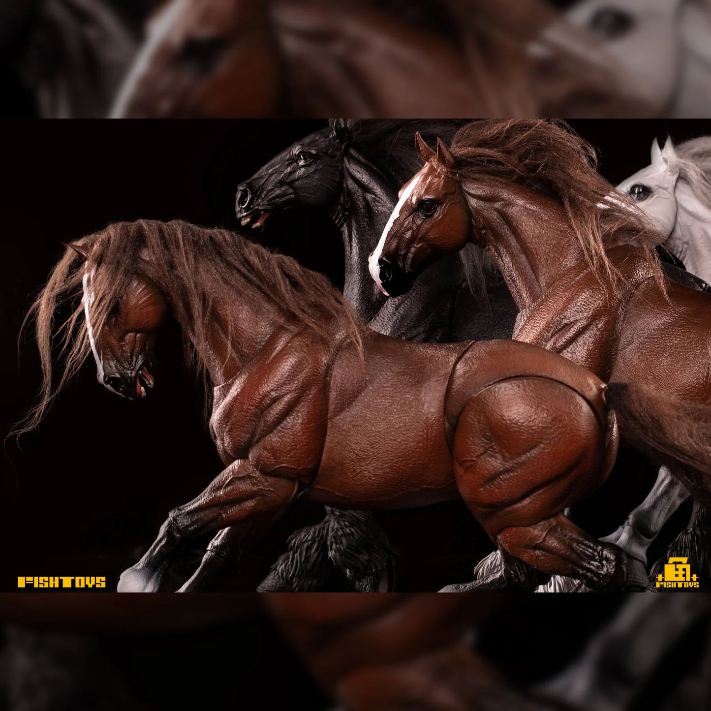 Fish Toys D20 1/12 Horse Mount Black/White/Brown For 1/12 7in figures (In Stock)