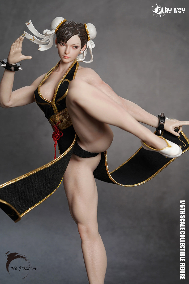 PLAY TOY P023-A Street Female Godness Fighter Chun-Li 2.0 1/6 Figure Black