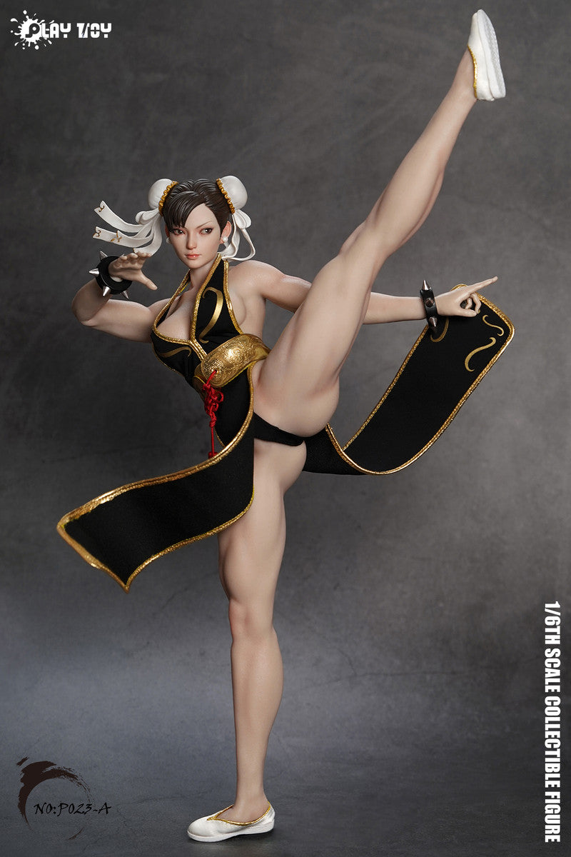 PLAY TOY P023-A Street Female Godness Fighter Chun-Li 2.0 1/6 Figure Black
