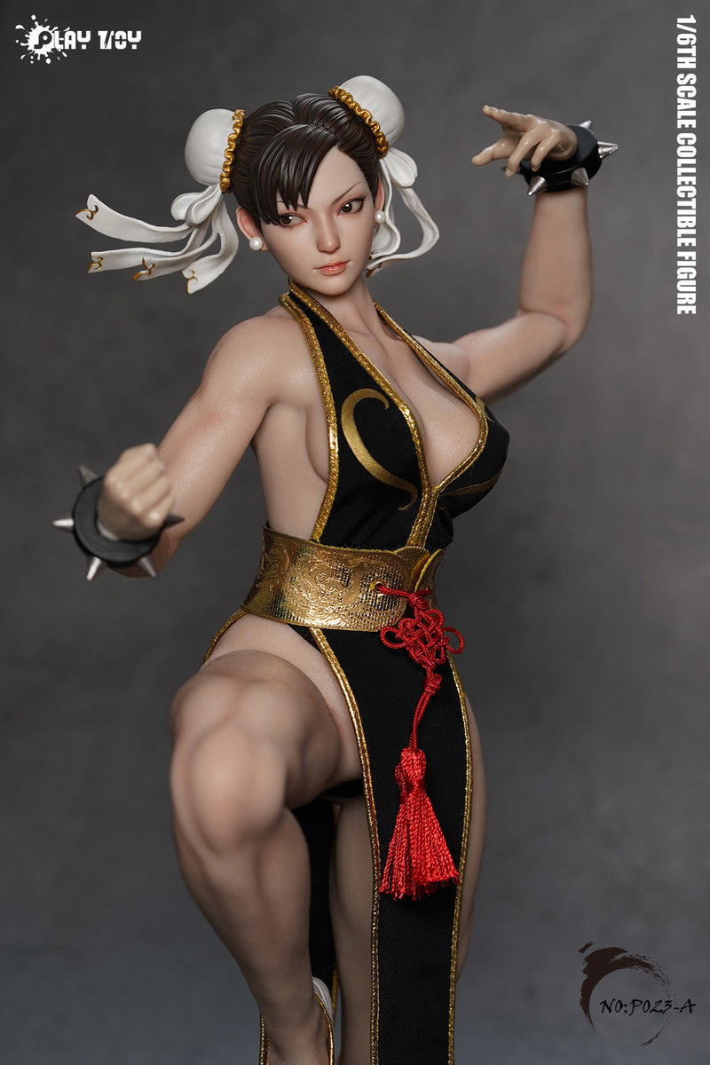 PLAY TOY P023-A Street Female Godness Fighter Chun-Li 2.0 1/6 Figure Black