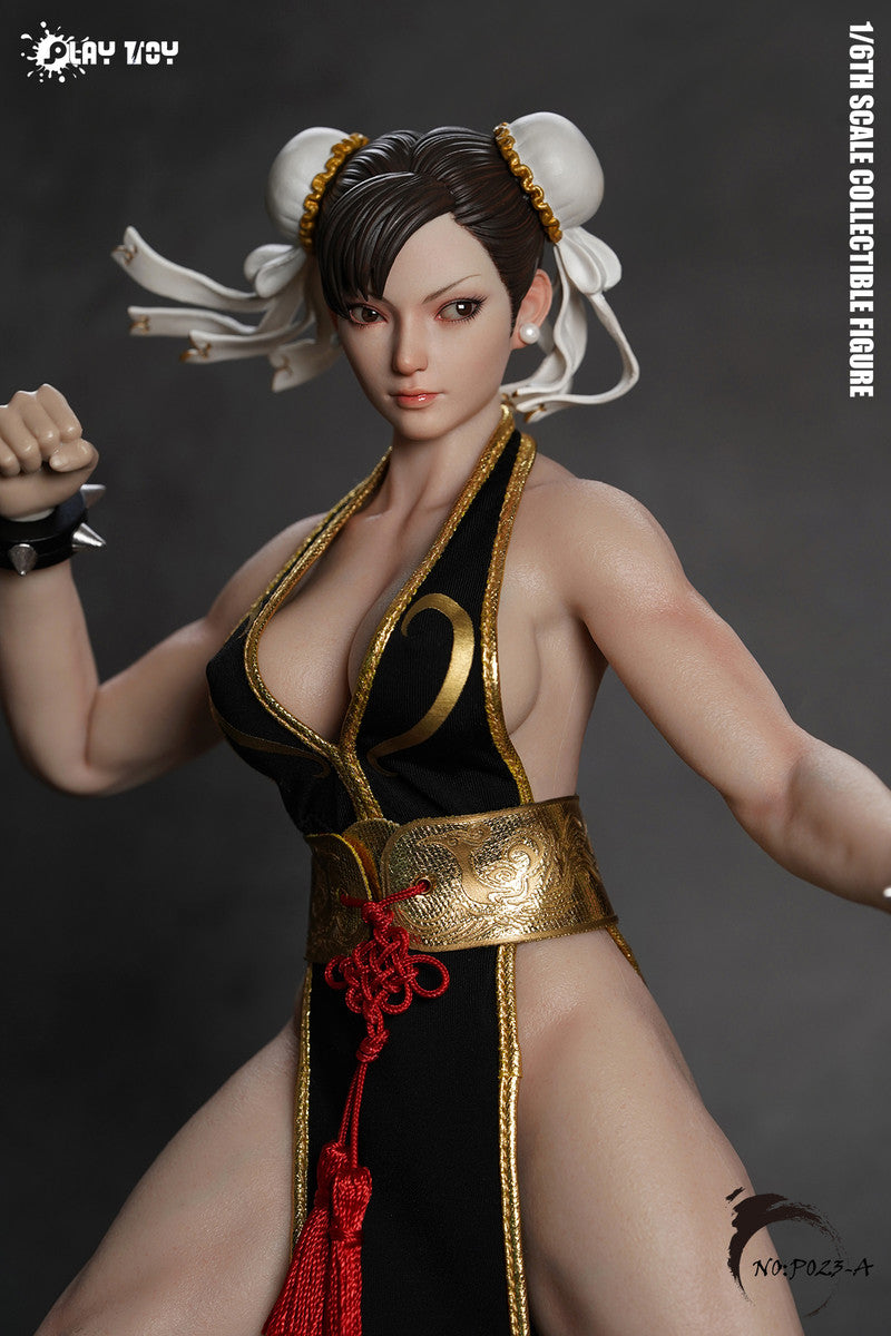 PLAY TOY P023-A Street Female Godness Fighter Chun-Li 2.0 1/6 Figure Black