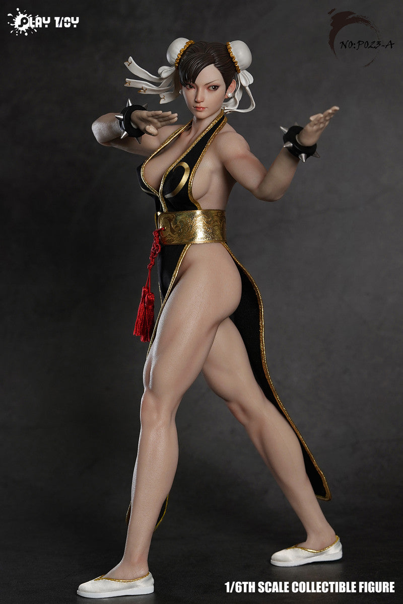 PLAY TOY P023-A Street Female Godness Fighter Chun-Li 2.0 1/6 Figure Black