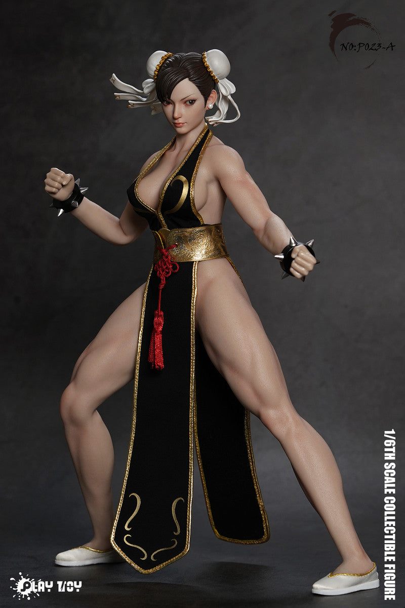 PLAY TOY P023-A Street Female Godness Fighter Chun-Li 2.0 1/6 Figure Black
