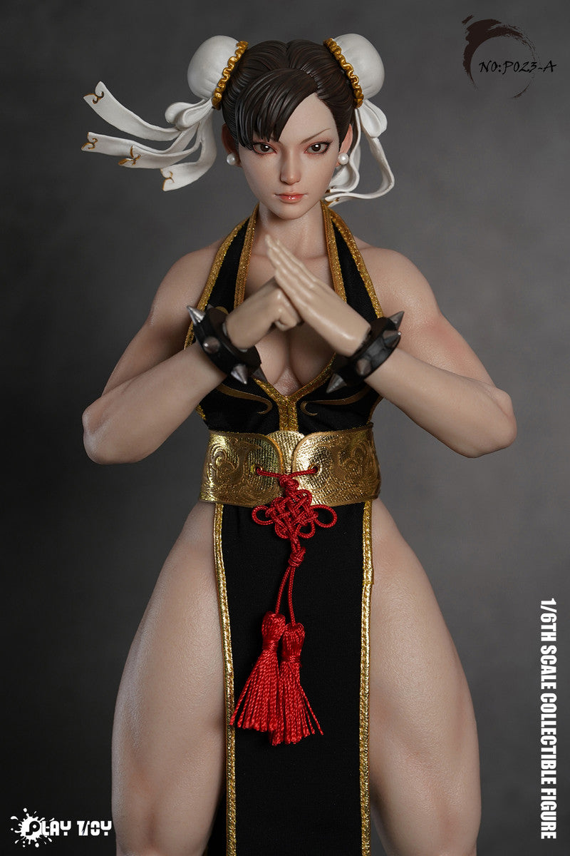 PLAY TOY P023-A Street Female Godness Fighter Chun-Li 2.0 1/6 Figure Black