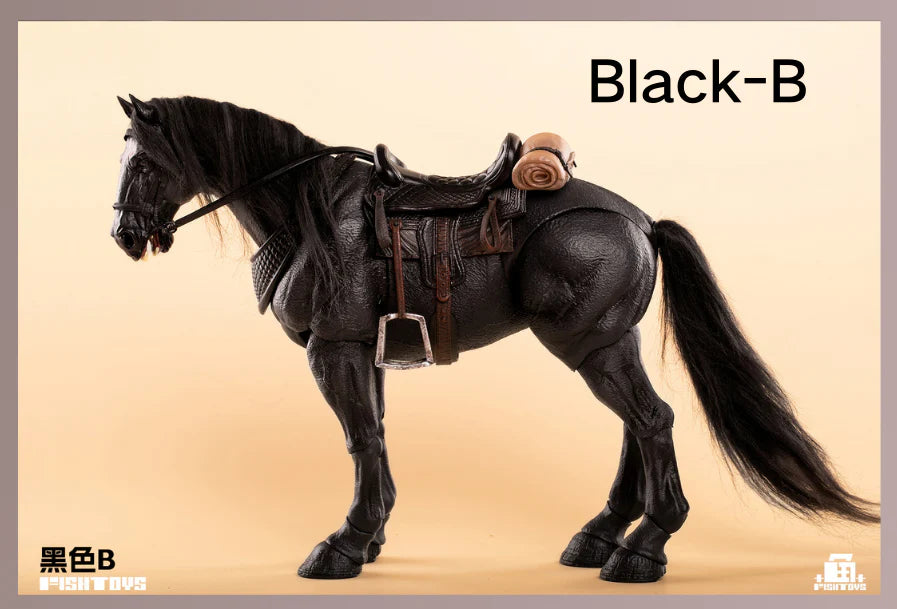 Fish Toys D20 1/12 Horse Mount Black/White/Brown For 1/12 7in figures (In Stock)