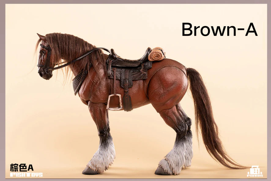 Fish Toys D20 1/12 Horse Mount Black/White/Brown For 1/12 7in figures (In Stock)