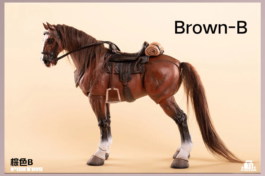 Fish Toys D20 1/12 Horse Mount Black/White/Brown For 1/12 7in figures (In Stock)