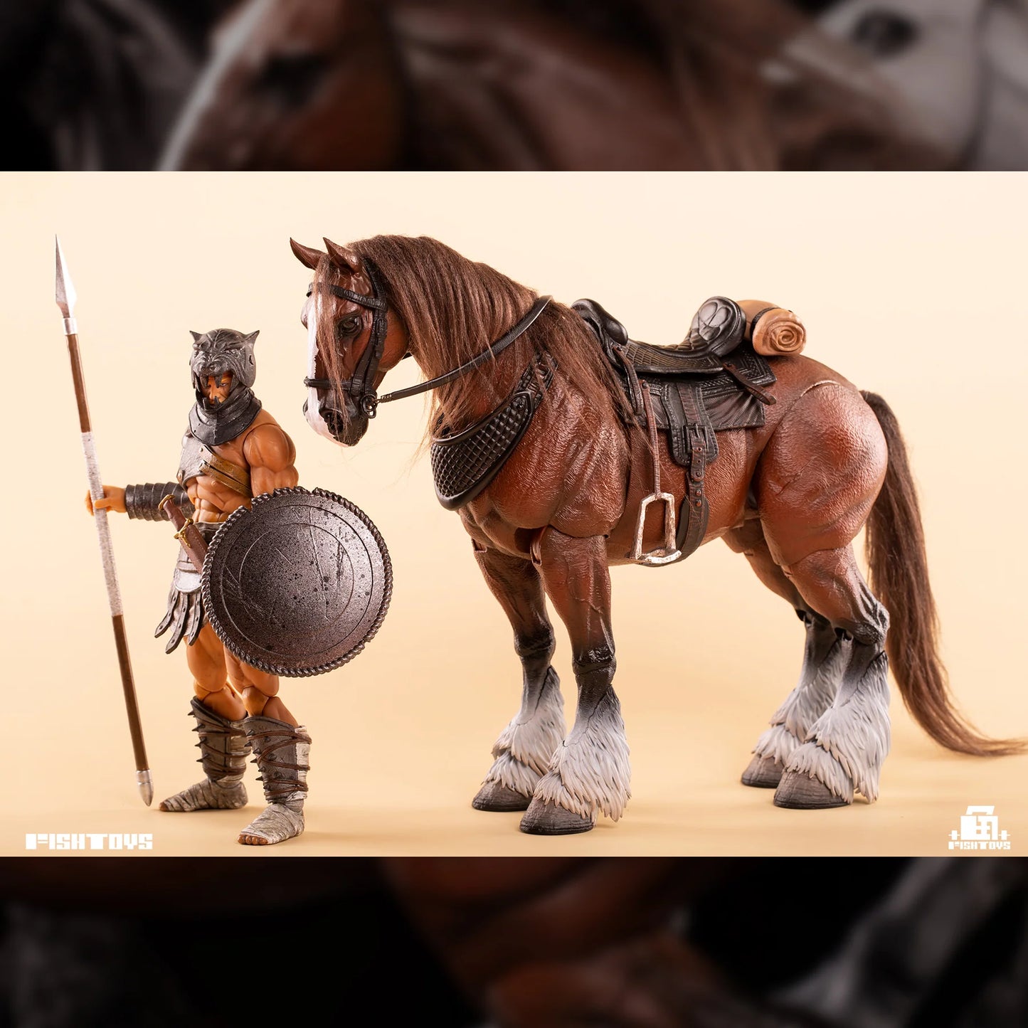 Fish Toys D20 1/12 Horse Mount Black/White/Brown For 1/12 7in figures (In Stock)