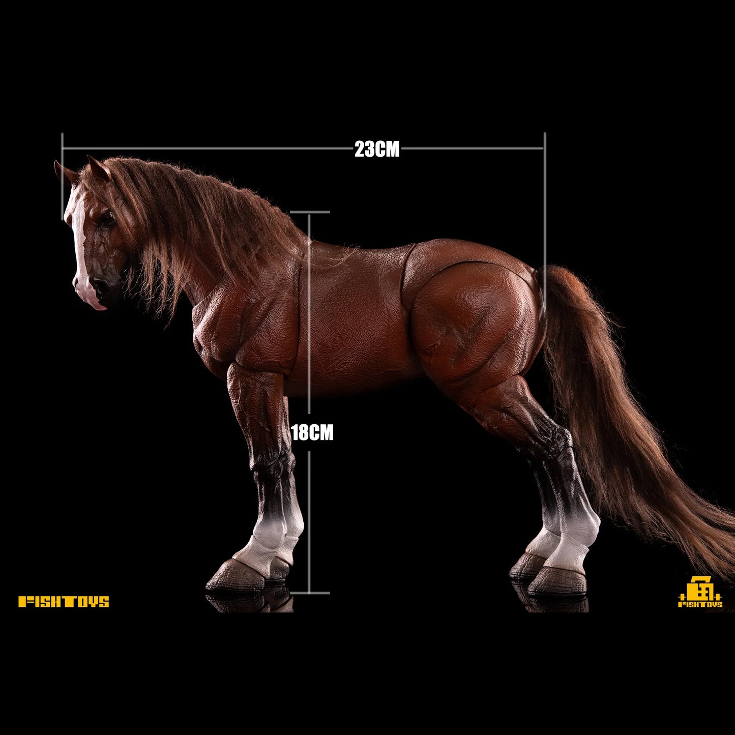 Fish Toys D20 1/12 Horse Mount Black/White/Brown For 1/12 7in figures (In Stock)