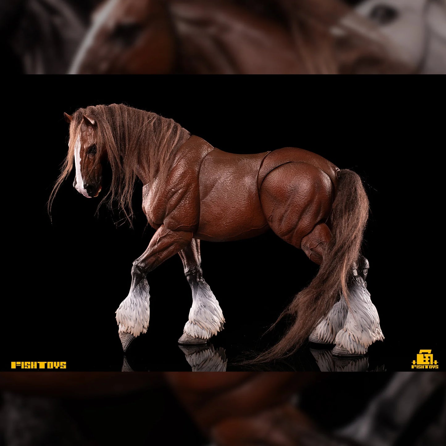 Fish Toys D20 1/12 Horse Mount Black/White/Brown For 1/12 7in figures (In Stock)