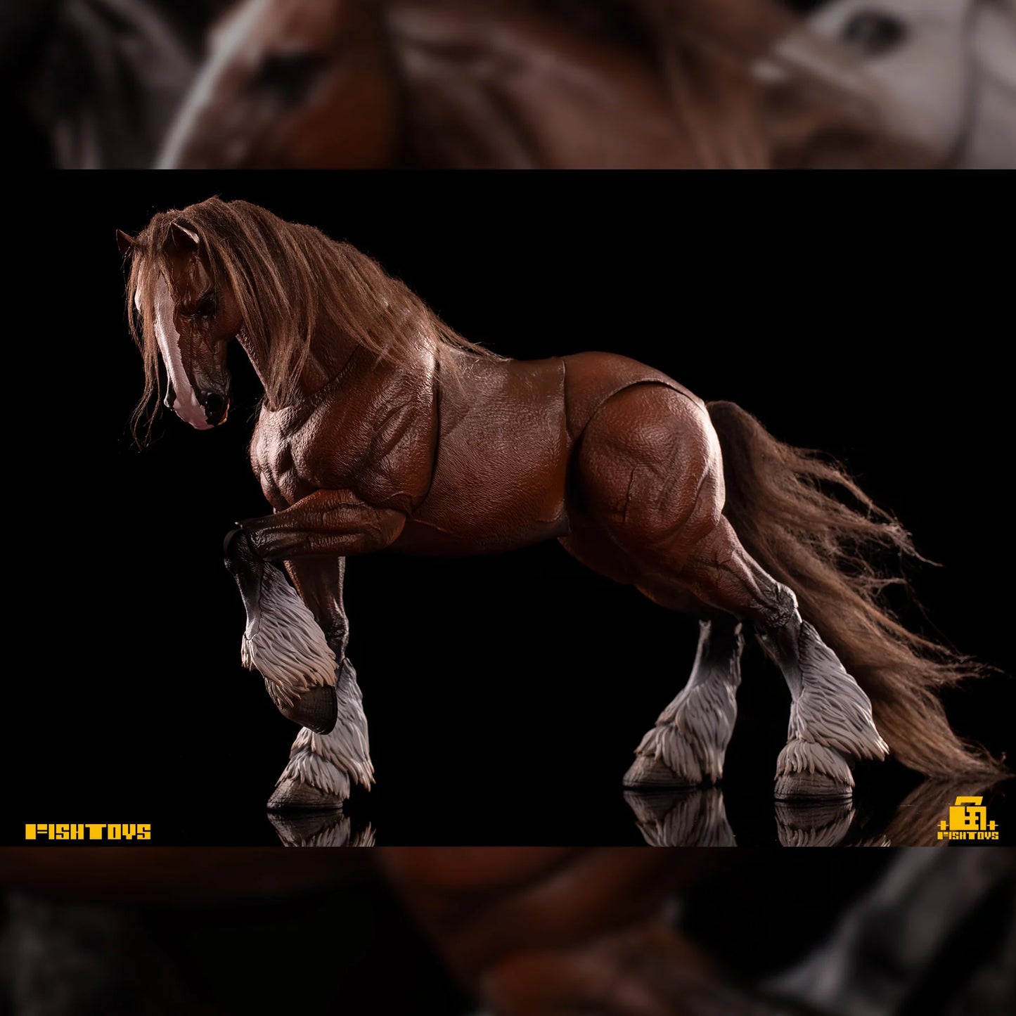 Fish Toys D20 1/12 Horse Mount Black/White/Brown For 1/12 7in figures (In Stock)