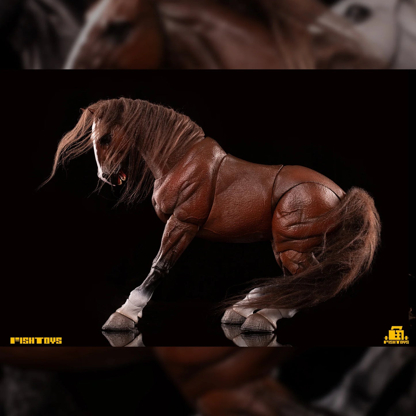Fish Toys D20 1/12 Horse Mount Black/White/Brown For 1/12 7in figures (In Stock)