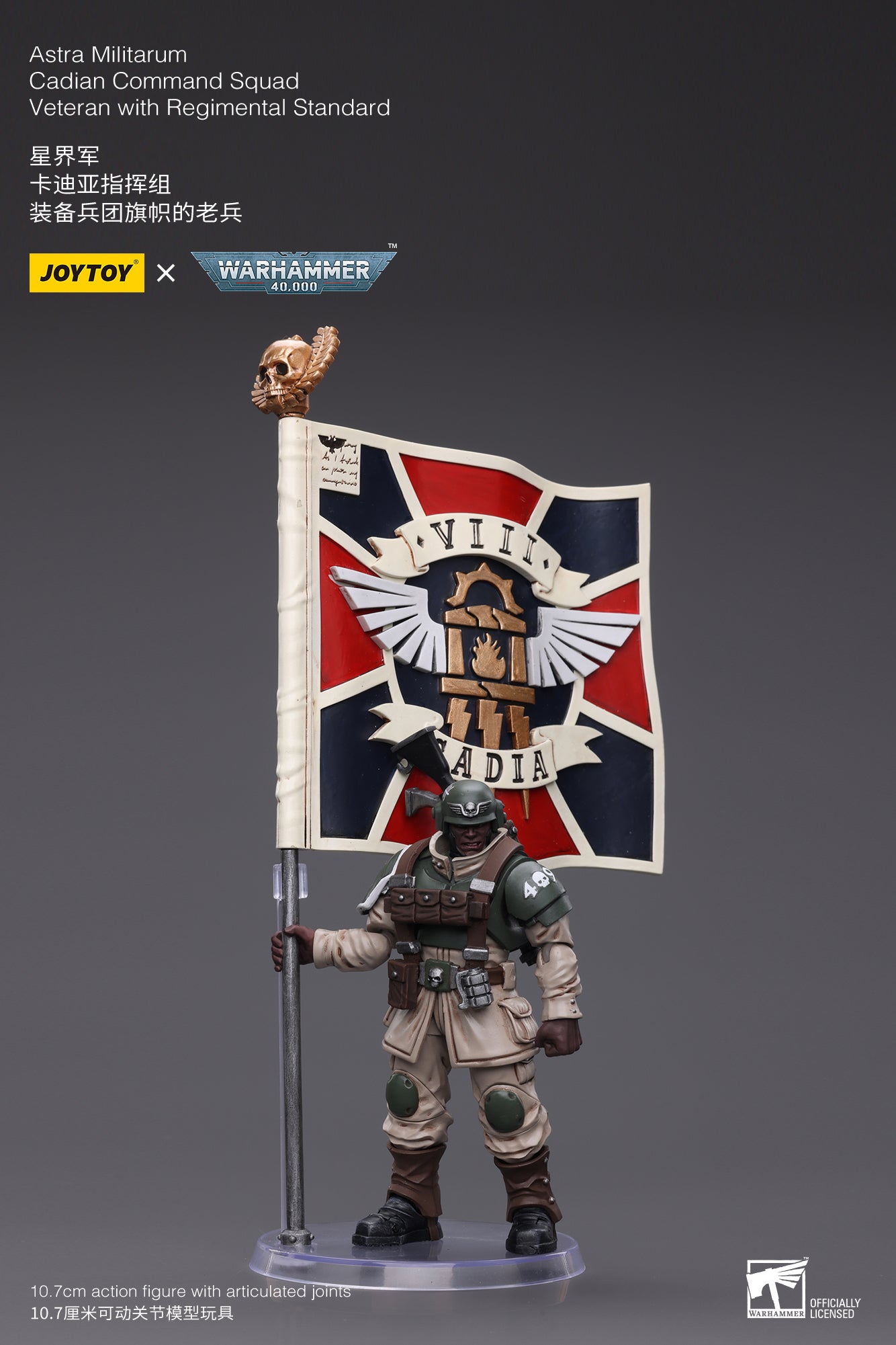 Warhammer 40K Astra Militarum Cadian Command Squad Veteran with Regimental Standard (In Stock)