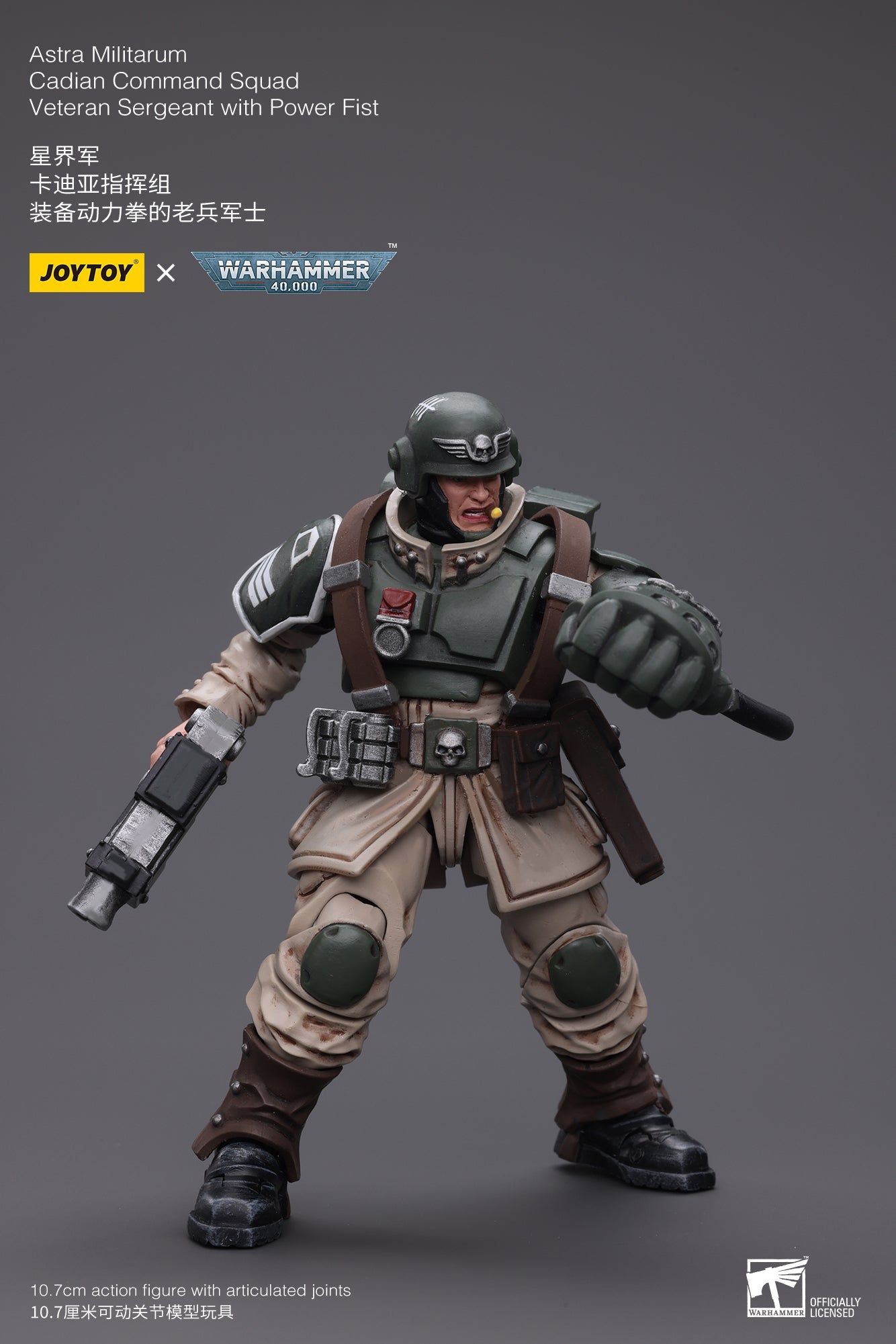 Warhammer 40K Astra Militarum Cadian Command Squad Veteran Sergeant with Power Fist (In Stock)