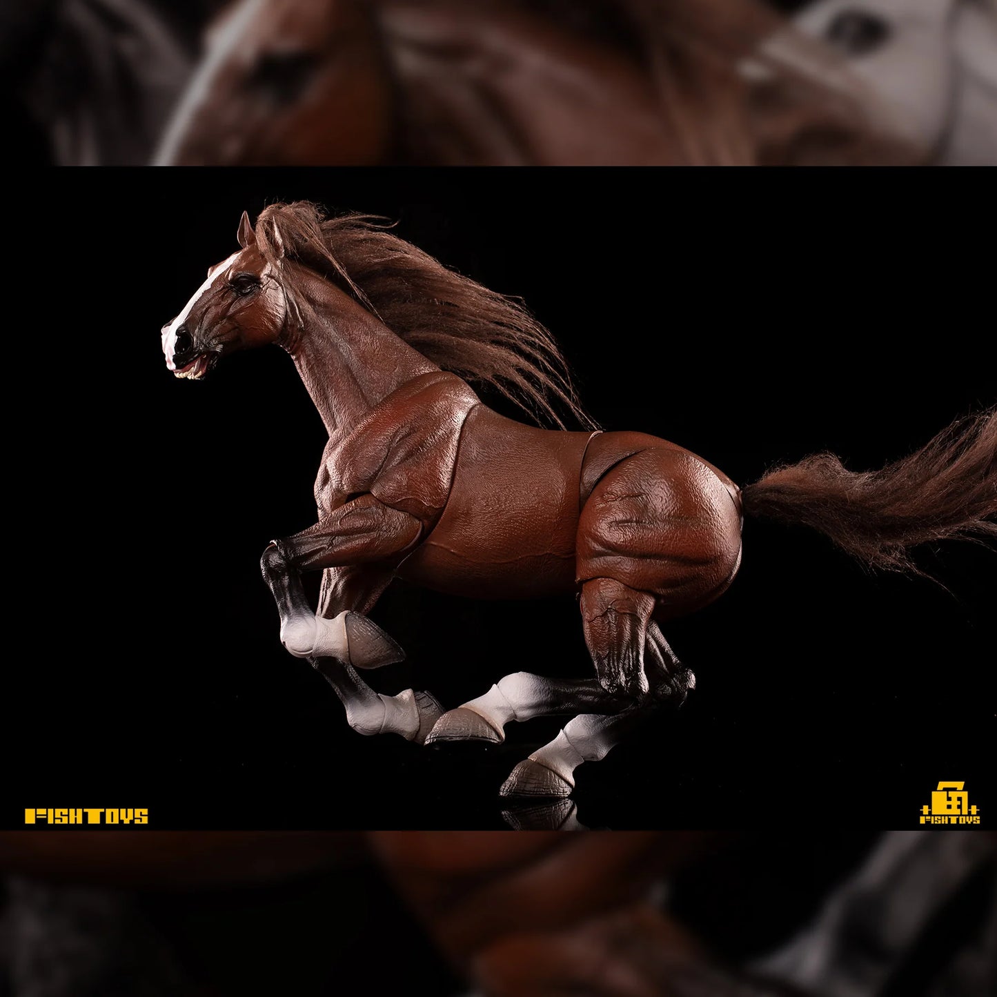 Fish Toys D20 1/12 Horse Mount Black/White/Brown For 1/12 7in figures (In Stock)