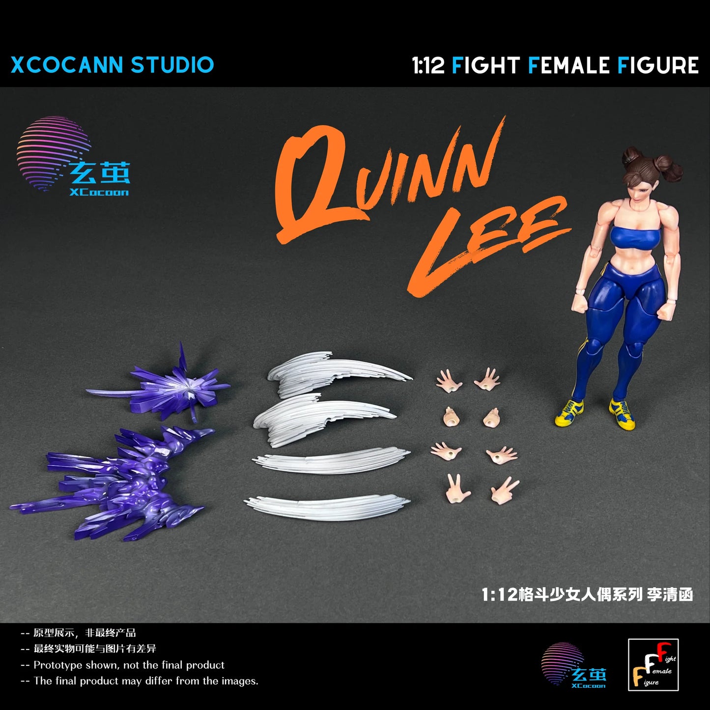 (Pre-Order) Cocann Studio 1/12 Fight Female Figure series Quinn Lee figure and MountainMoon PJ01 Block Accessory kit