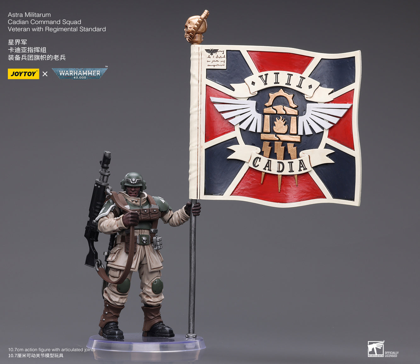 Warhammer 40K Astra Militarum Cadian Command Squad Veteran with Regimental Standard (In Stock)