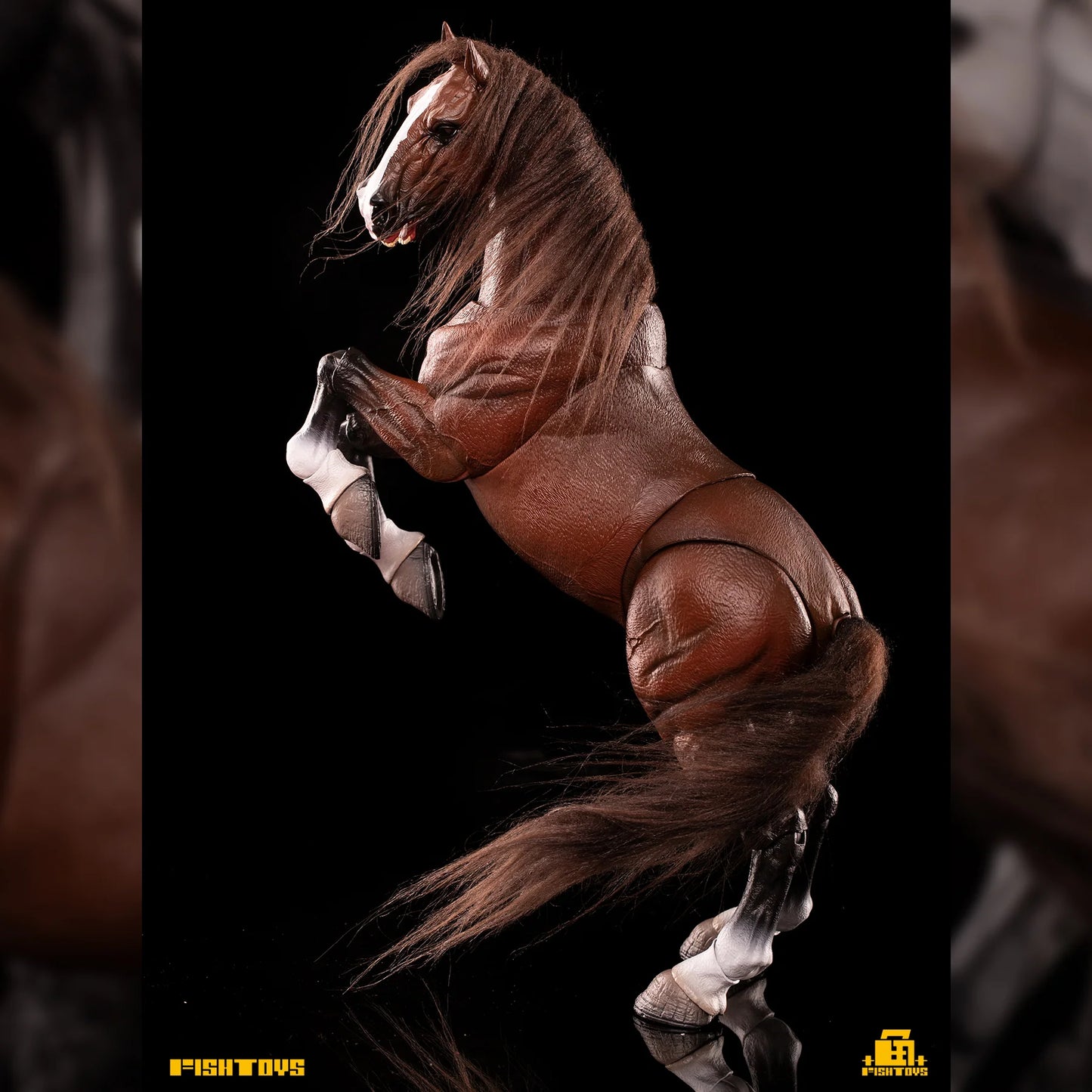 Fish Toys D20 1/12 Horse Mount Black/White/Brown For 1/12 7in figures (In Stock)