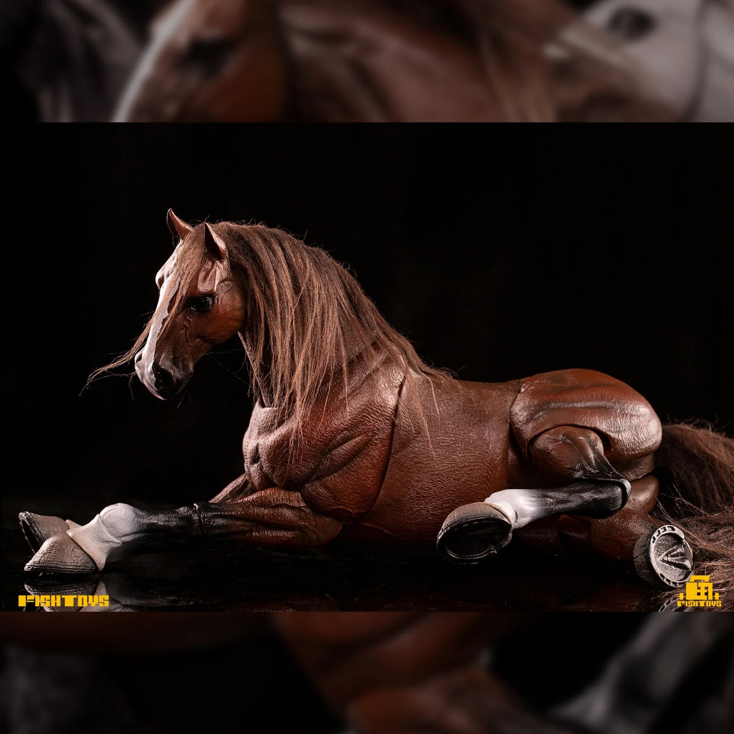 Fish Toys D20 1/12 Horse Mount Black/White/Brown For 1/12 7in figures (In Stock)