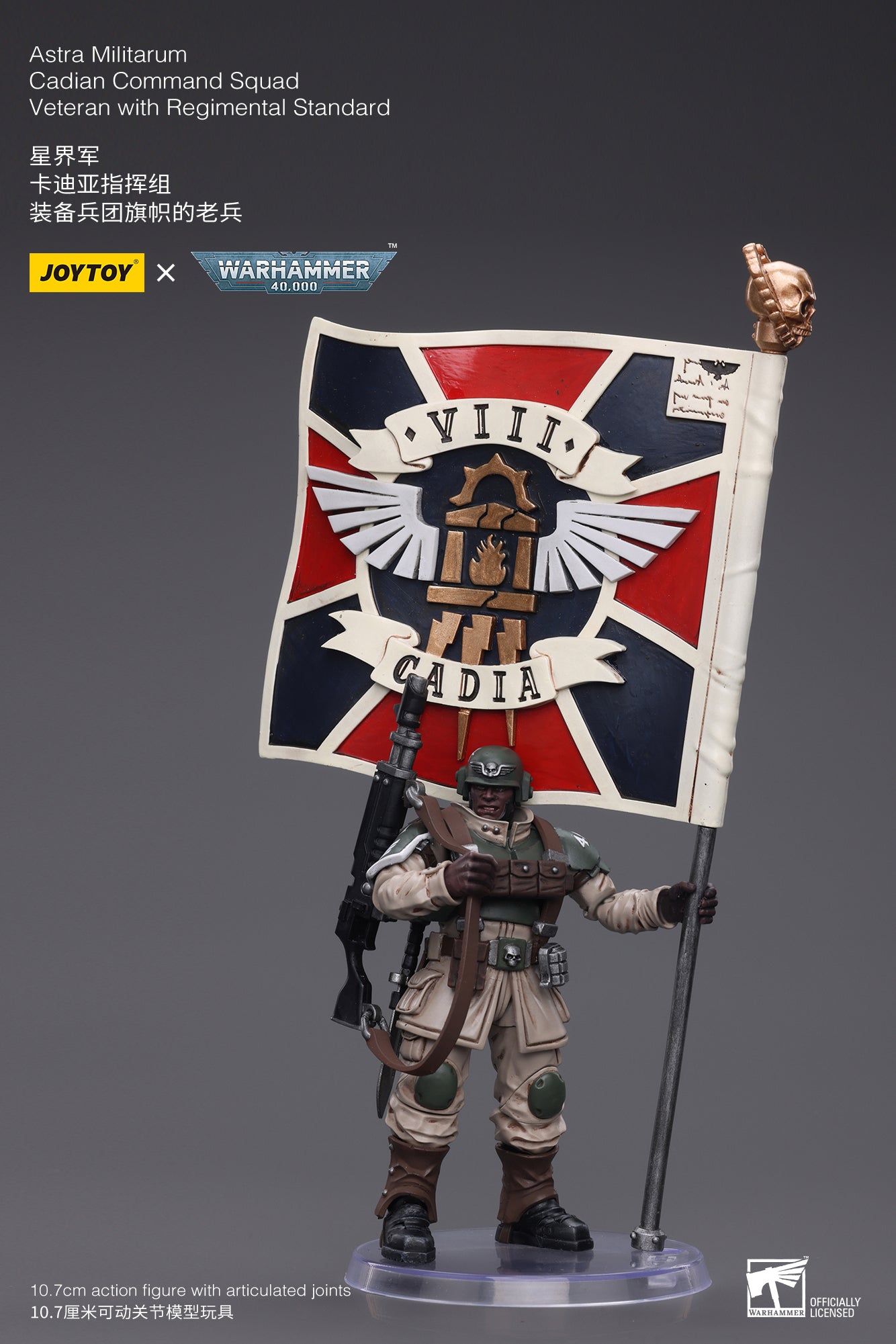 Warhammer 40K Astra Militarum Cadian Command Squad Veteran with Regimental Standard (In Stock)