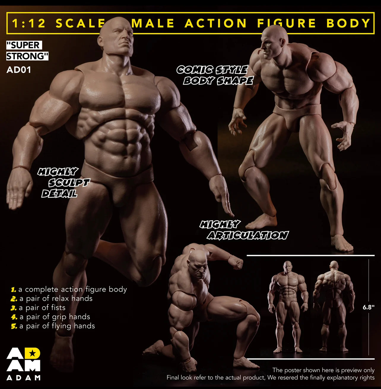 ADAM super strong 1/12 male body action figure AD01 (In Stock)