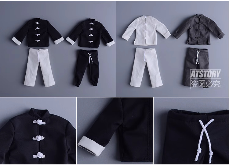Custom 1/12 Clothing Accessories Kung Fu Cloths