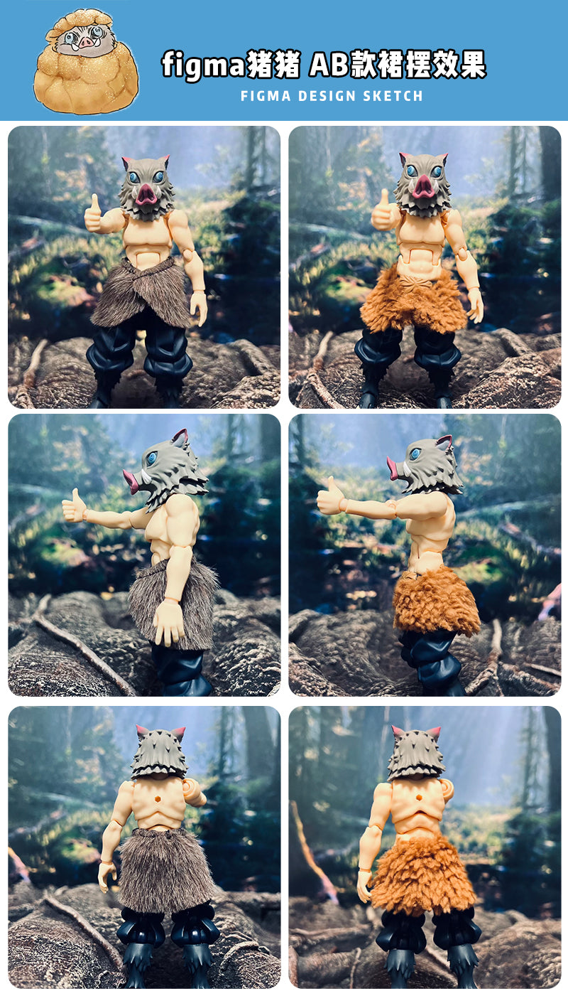 Custom 1/12 Clothing Accessories for Figma BUZZmod Inosuke Hashibira Skirt 1/12