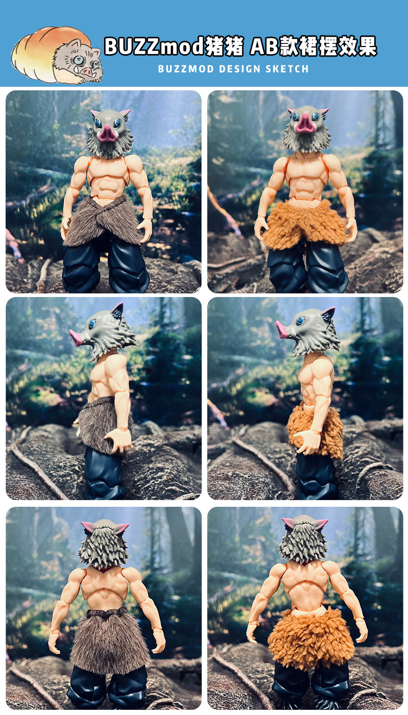 Custom 1/12 Clothing Accessories for Figma BUZZmod Inosuke Hashibira Skirt 1/12