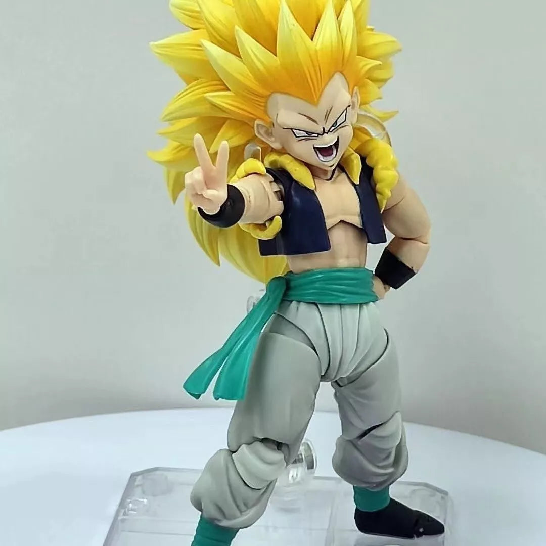 Square K custom dragon ball shf Gotenks SSJ3 Super Saiyan 3 head with blind box effect (In Stock)