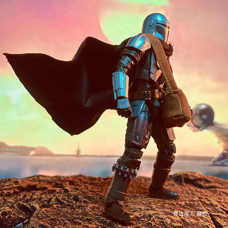 Custom 1/12 Clothing Accessories for S.H.Figuarts SHF Star Wars Mandalorian Cloak and Bag 1/12