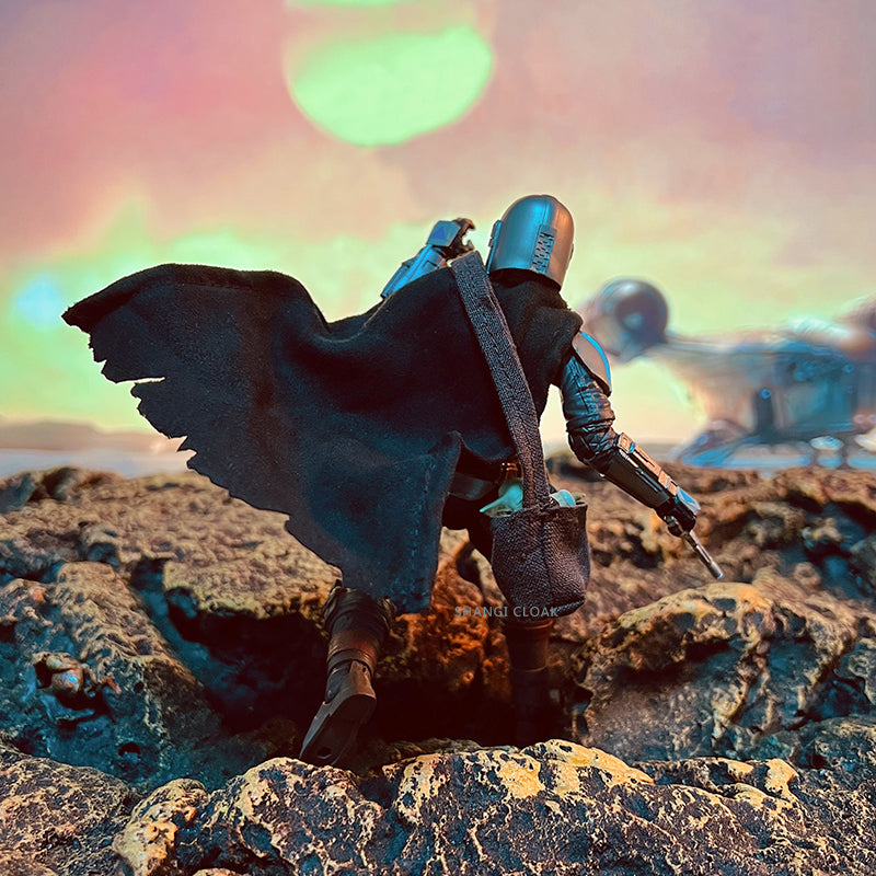 Custom 1/12 Clothing Accessories for S.H.Figuarts SHF Star Wars Mandalorian Cloak and Bag 1/12