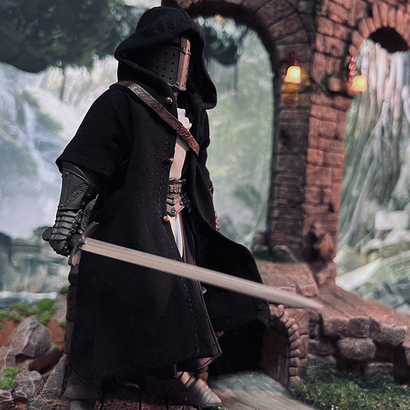 Custom 1/12 Clothing Accessories for Mythic Legions Black Templar Coat 1/12
