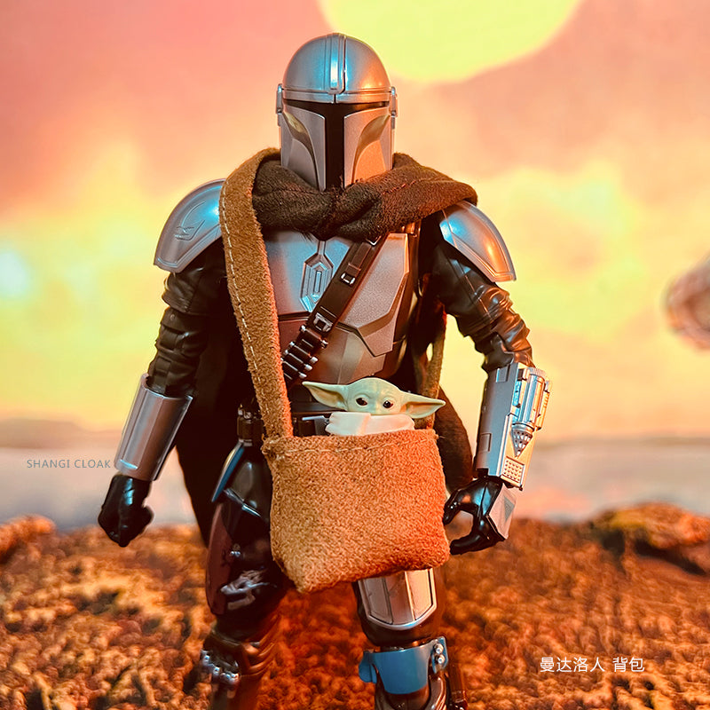 Custom 1/12 Clothing Accessories for S.H.Figuarts SHF Star Wars Mandalorian Cloak and Bag 1/12