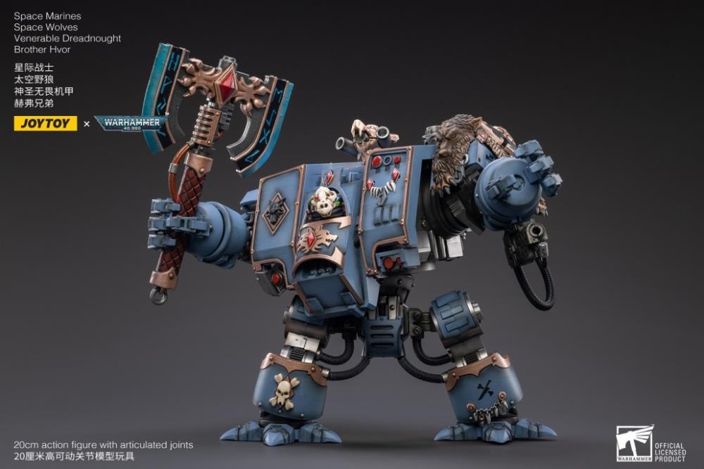 Warhammer 40K Space Marines Space Wolves Venerable Dreadnought Brother Hvor 1/18 Scale Figure (In Stock)