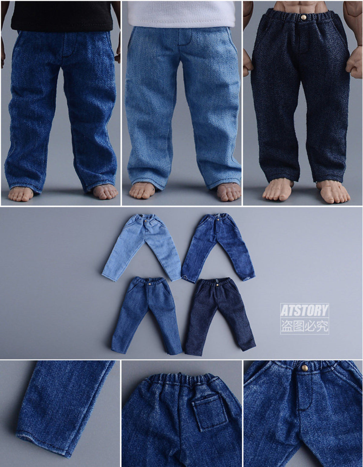 Custom 1/12 Clothing Accessories Jeans for 1/12 Scale Strong Body