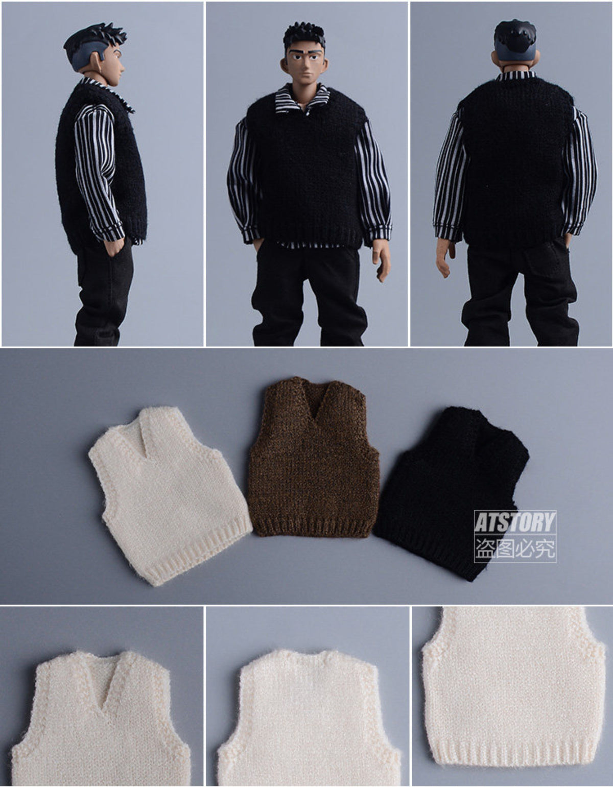 Custom 1/12 Clothing Accessories Sweater Vest for 1/12 Scale Strong Body