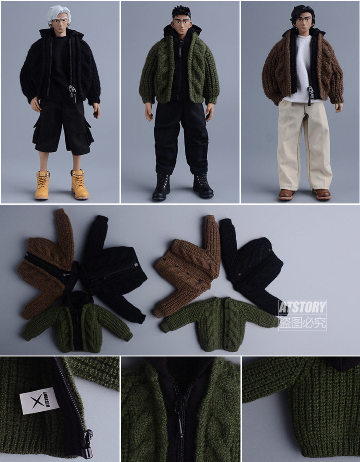 Custom 1/12 Clothing Accessories Knitted Cardigan for 1/12 scale action figures