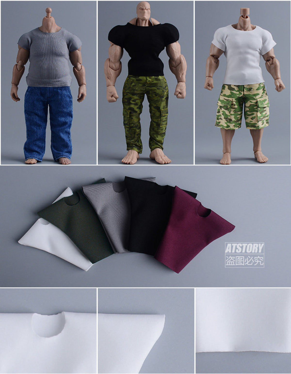 Custom 1/12 Clothing Accessories Slim Fit Top for 1/12 Scale Strong Body