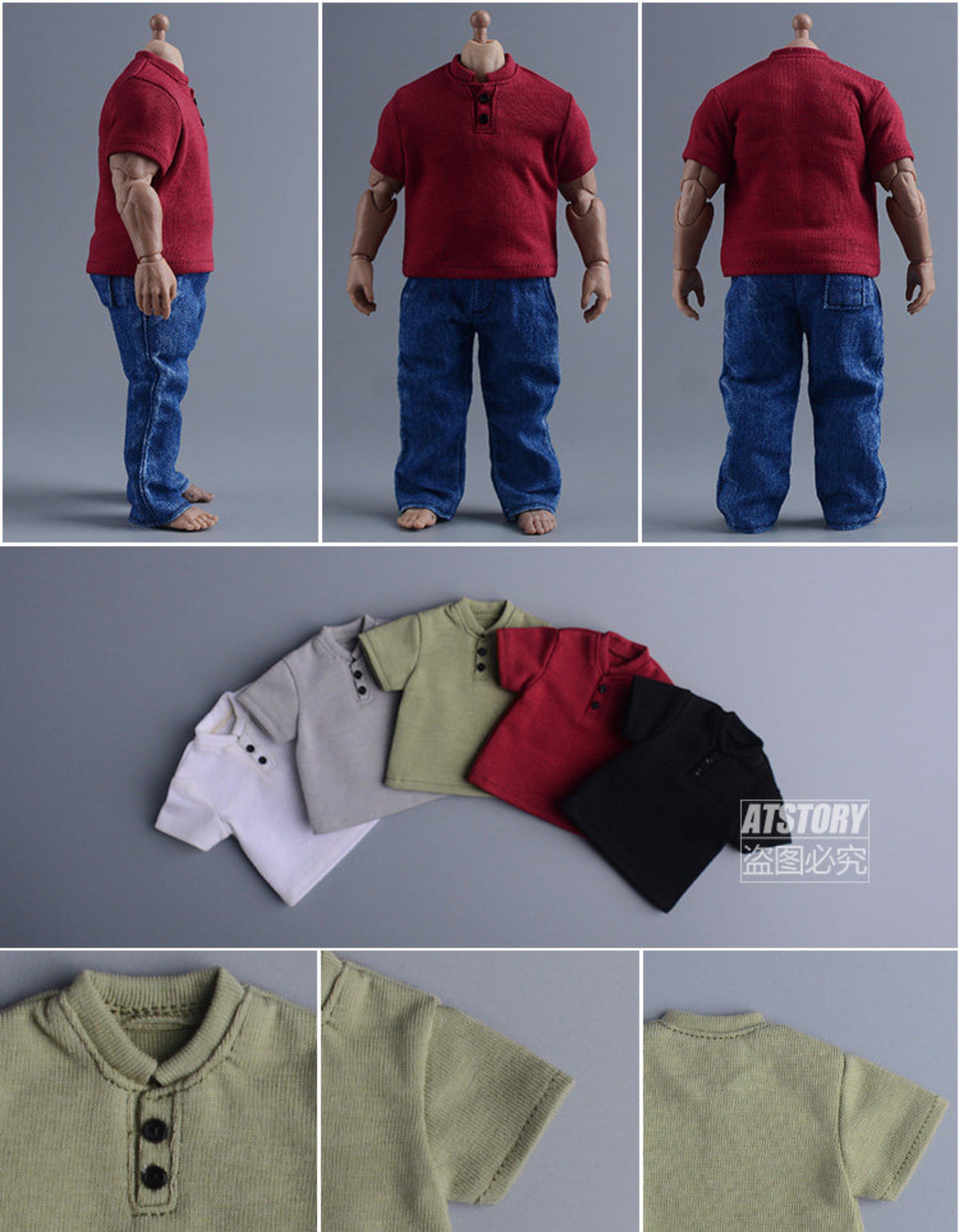 Custom 1/12 Clothing Accessories Polo for 1/12 Scale Strong Body