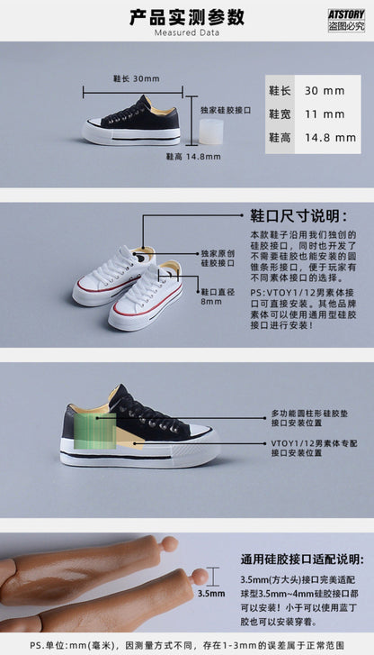 Custom 1/12 Clothing Accessories Sneakers for 1/12 Scale Action Figure