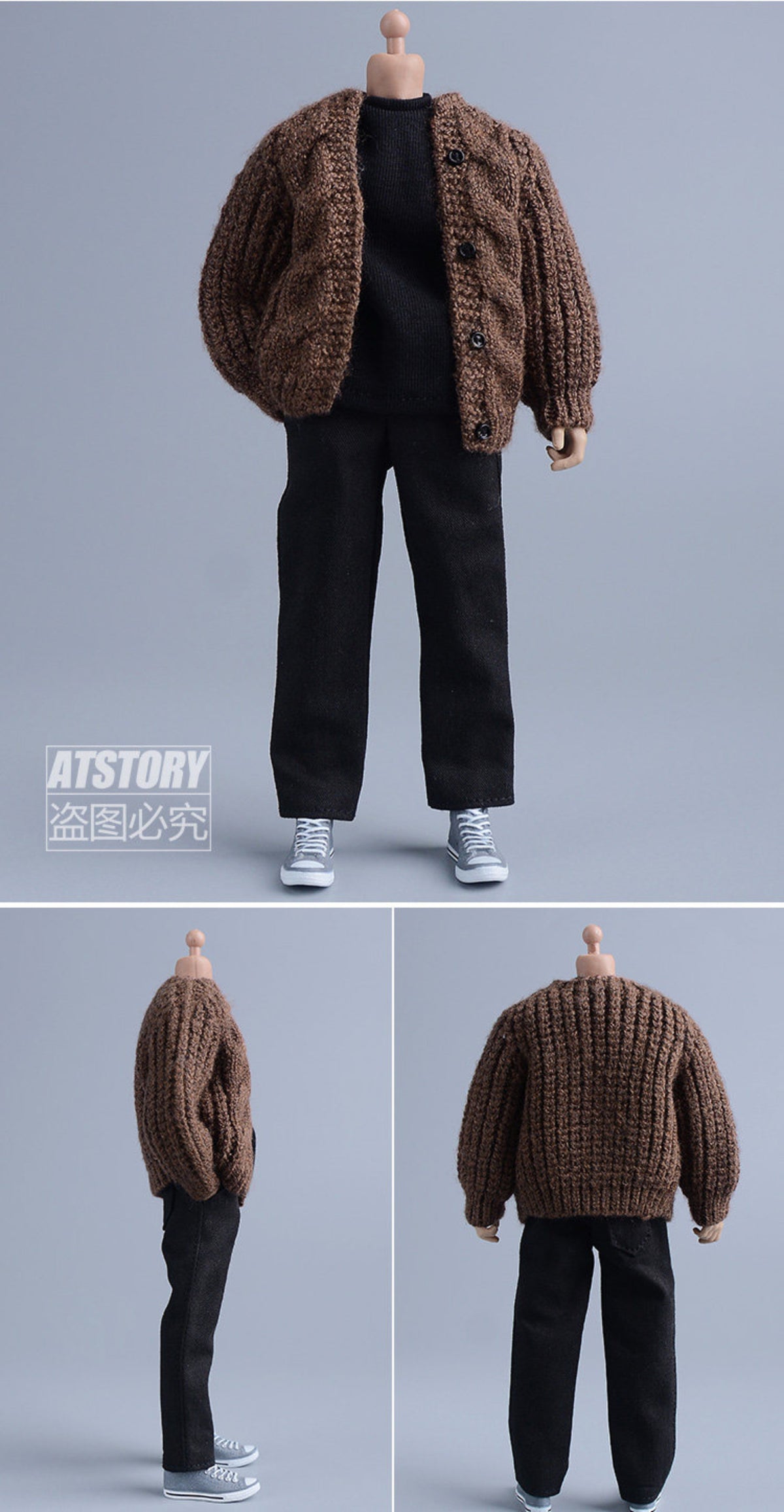 Custom 1/12 Clothing Accessories Knitted Cardigan for 1/12 scale action figures