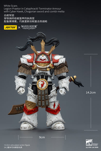 (Pre-Order) Warhammer 40k White Scars Legion Praetor in Cataphractii Terminator Armour with Cyber Hawk, Chogorian sword and combi-melta