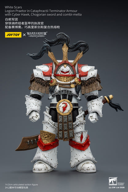 (Pre-Order) Warhammer 40k White Scars Legion Praetor in Cataphractii Terminator Armour with Cyber Hawk, Chogorian sword and combi-melta