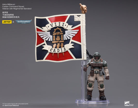 Warhammer 40K Astra Militarum Cadian Command Squad Veteran with Regimental Standard (In Stock)