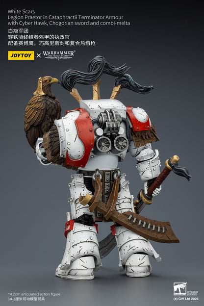 (Pre-Order) Warhammer 40k White Scars Legion Praetor in Cataphractii Terminator Armour with Cyber Hawk, Chogorian sword and combi-melta